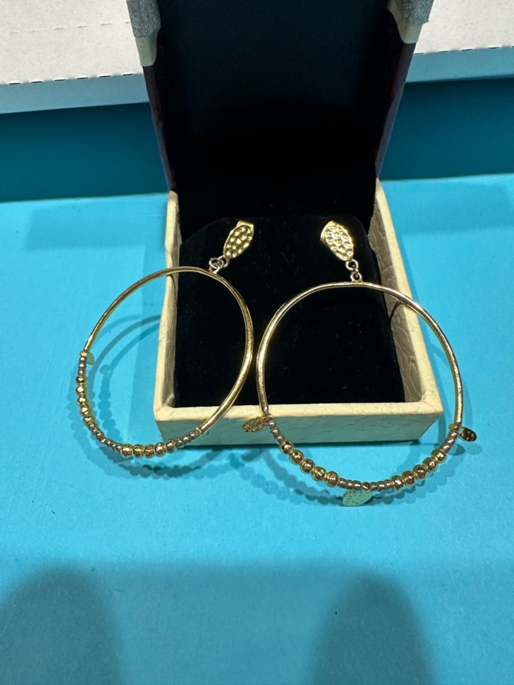 18 Karat Gold Plated Brass Gorjana | Leucadia Beaded Drop Hoop
